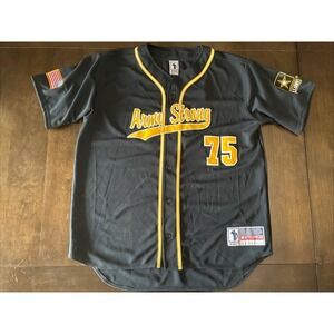 Men's Baseball Jersey US Army Strong Battlefield Collection Size 2XL Black GUC